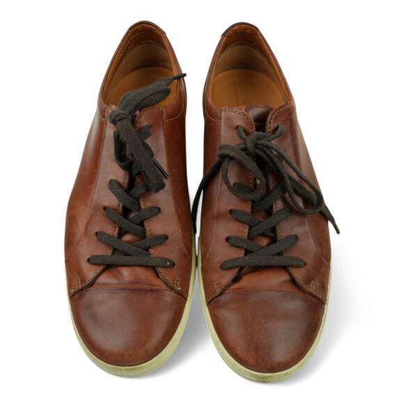 Ecco Soft 7 Shoes Lace Up Sneaker Size US 10-10.5 EU 44 Cognac Brown Leather - Picture 3 of 10